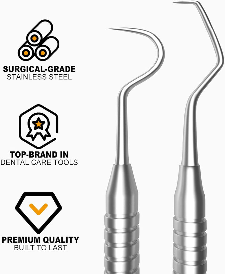 Dental Tools, Dental Pick for Teeth Cleaning, Stainless Steel Hygiene Kit with Tooth Scraper Plaque Tartar Remover - with Case
