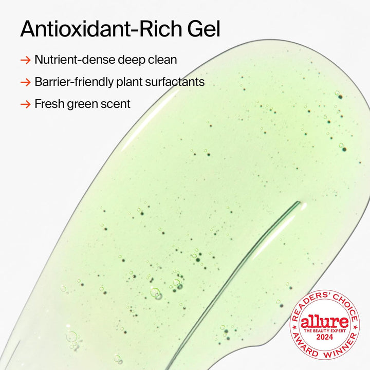 Superfood Facial Cleanser - Kale + Green Tea Daily Face Wash, Gentle Makeup Remover, with Soothing Antioxidants for Glowing Skin, Ph Balance, Clean Pores, Sulfate-Free, Refillable