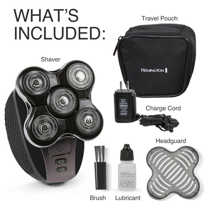 XR7000 Balder Pro Rotary Shaver Rechargeable Waterproof Electric Razor for Men Cordless Lithium Power 5 Dual Track Flexing Heads and Pop-Up Trimmer Black