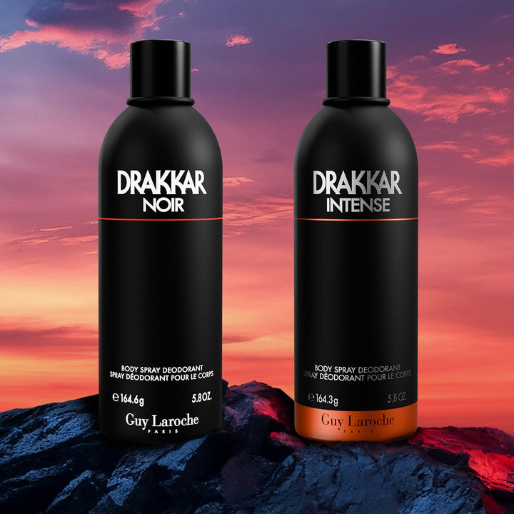Guy Laroche Drakkar Noir, Iconic Designer Fragrance, Intense & Powerful Body Spray, Fougere Blend & Aromatic Spices, Long Lasting Mens Cologne, Day and Evening Scent