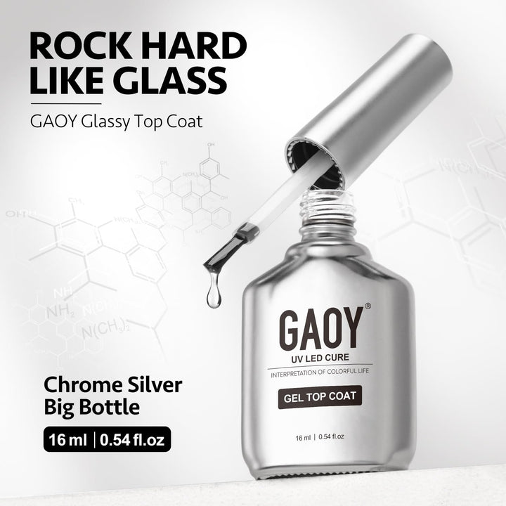 2 Pcs 16Ml No Wipe Gel Top Coat, Glassy Clear Gel Top Coat, High Gloss Finish for UV Light Cure Nail Polish