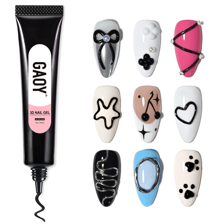 3D Nail Gel, 15G Clear Sculpting Gel for Carving, Molding and Painting Nail Art Designs, Rhinestone Glue for Gems Decoration