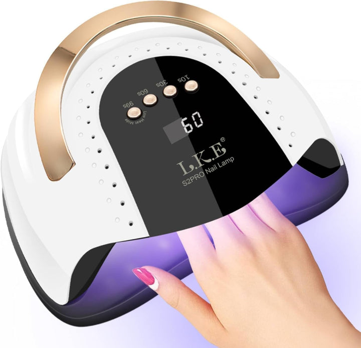 268W UV LED Nail Lamp,  Nail Dryer for Gel Polish, 4 Timers UV Nail Lamp Professional Nail Light, 57Pcs Lamp Beads and Automatic Sensor(White)