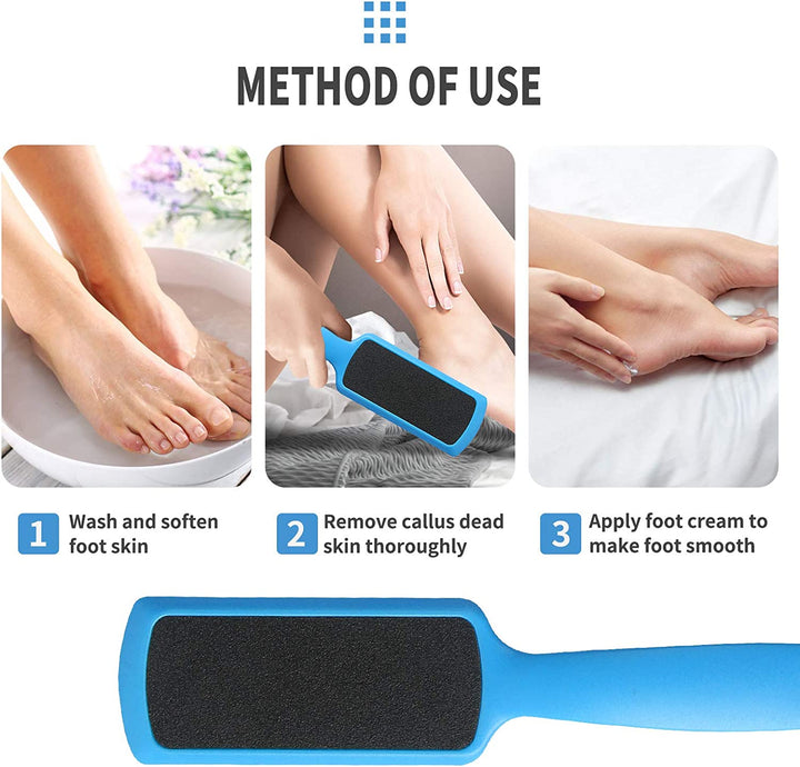 Pedicure Foot Files Callus Remover with Double Sided Feet Rasp for Dead Skin Professional Scrubber for Feet (3 Pack)
