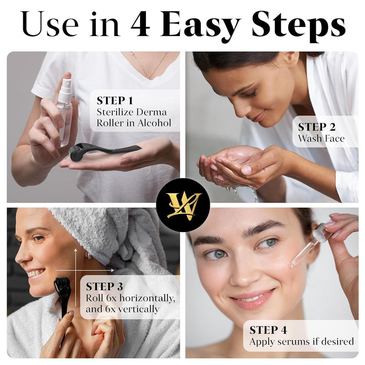 Derma Roller for Skin, Hair & Beard – Women and Men Titanium Microneedling Roller for Face & Scalp, Safe & Easy to Use 0.25Mm