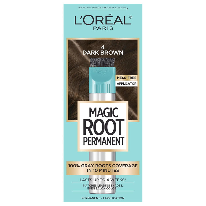 Magic Root Rescue 10 Minute Root Hair Coloring Kit, Permanent Hair Color with Quick Precision Applicator, 100 Percent Gray Coverage, 4 Dark Brown, 2 Count