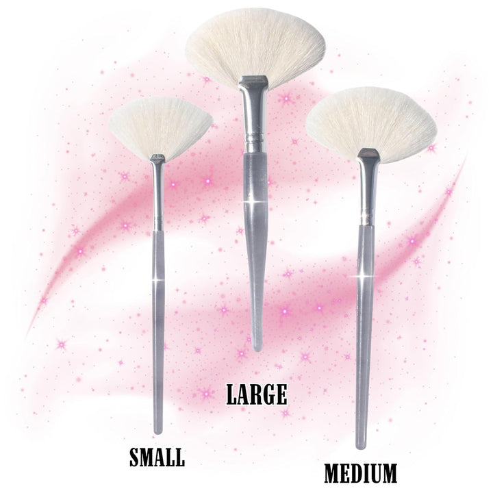 Natural Fluffy White Goat Hair Soft Fan Brush for Skincare and Esthetician (Large)