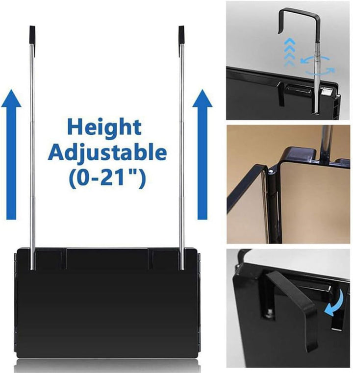 3 Way Mirror for Hair Cutting,360 Trifold Mirror with Height Adjustable Telescoping Hooks,And 5X Magnification,For Makeup, Hair Styling