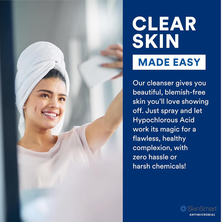 Skinsmart Facial Cleanser for Breakouts, Targets Bacteria for Post-Workout Pimples, Blemishes and Sweat Irritation; 8 Oz Spray, Safe for All Ages: Adults and Teens