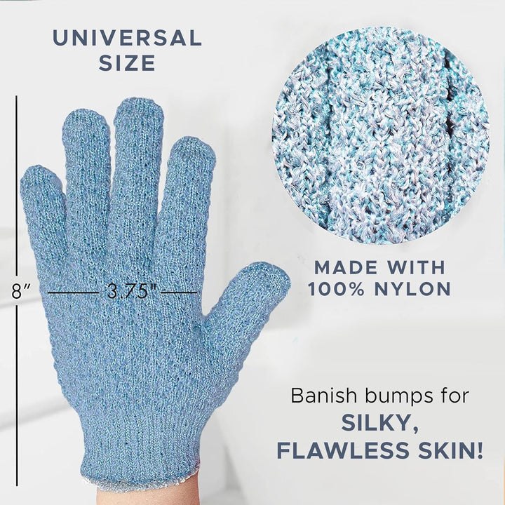 Exfoliating Glove (4 Pcs, 2 Pairs) - Heavy Shower Gloves for Body Scrub, Exfoliates & Removes Dead Skin