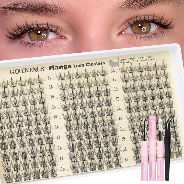 Lash Clusters Kit Wispy Eyelash Clusters Lashes Natural DIY Lash Extension Kit 10-16Mm Cluster Eyelash Extensions Kit 300Pcs C Curl Individual Lashes Cluster Eyelash (No Tweezers)