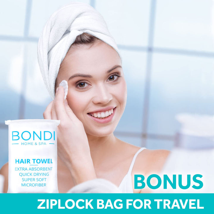 Bondi SPA Microfiber Hair Towel – Dries Hair 50% Faster – Anti-Frizz – Highly Absorbent & Super Soft - XL (42 X 22) - Rectangle