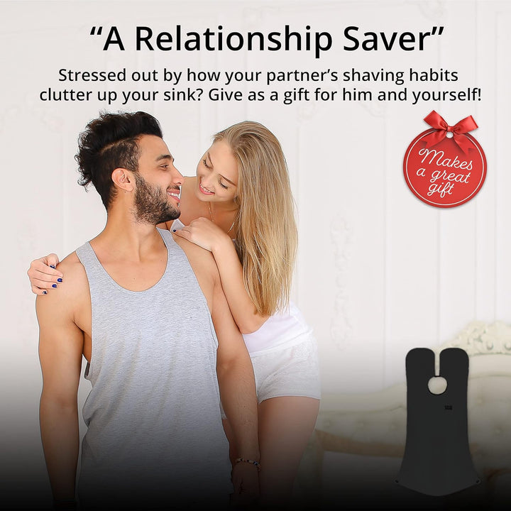 Beard Bib Apron - Shaving Set for Dad - as Seen on Shark Tank - Men'S Hair Catcher for Shaving - Grooming Accessories, Black