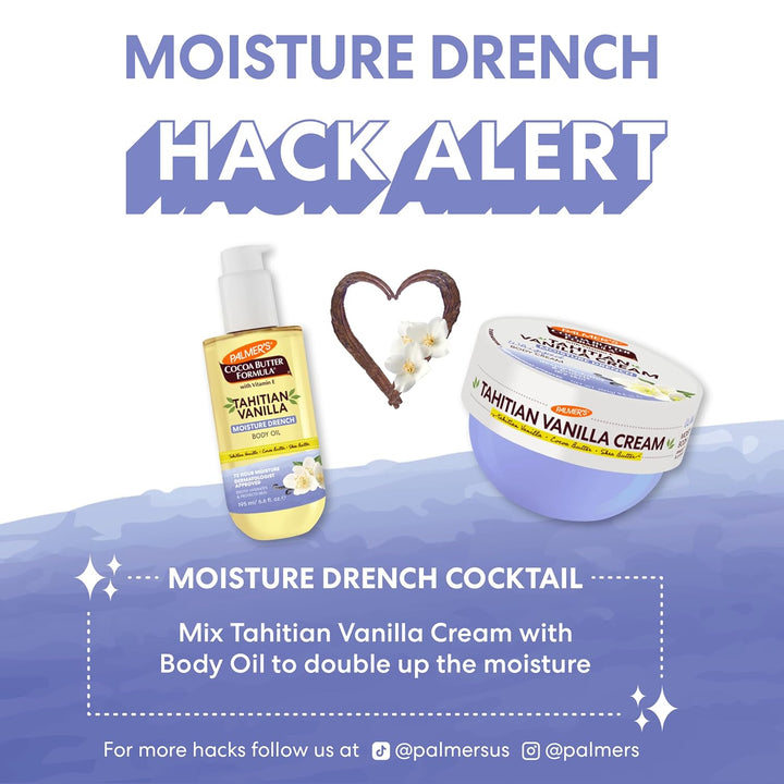 Cocoa Butter Formula Body Oil, Moisture Drenching Tahitian Vanilla, 6.5 Oz, 72Hr Hydration with Shea Butter & Vitamin E for Softer Skin, Protects & Soothes Dryness, Dermatologist Approved