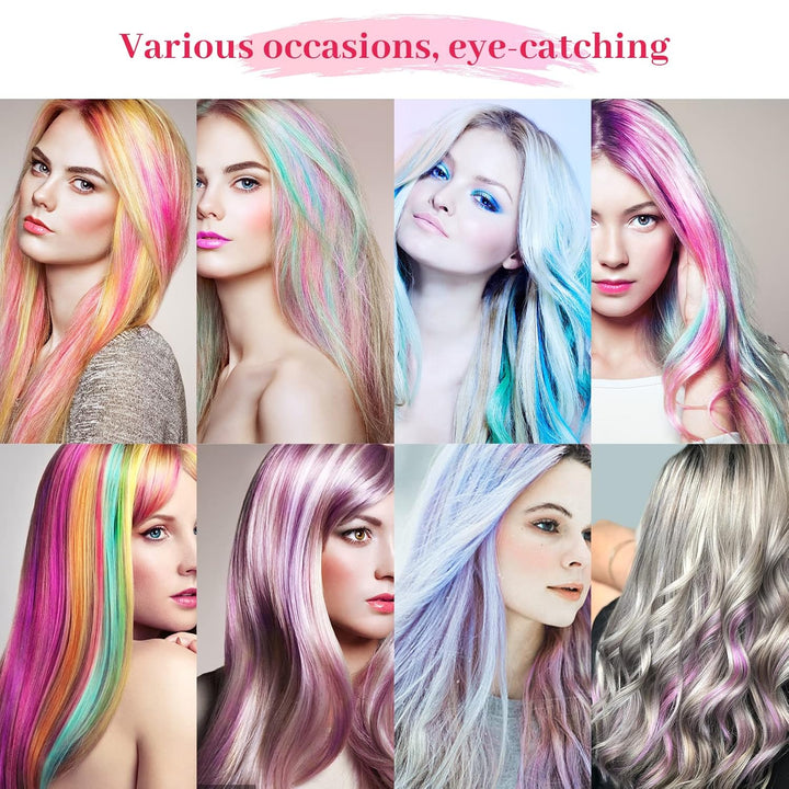 12 Pcs Clip in Hair Extensions, 22 Inch Colored Hair Extensions Party Highlights Long Straight Synthetic Hairpieces for Women Kids Girls (Hot Pink)