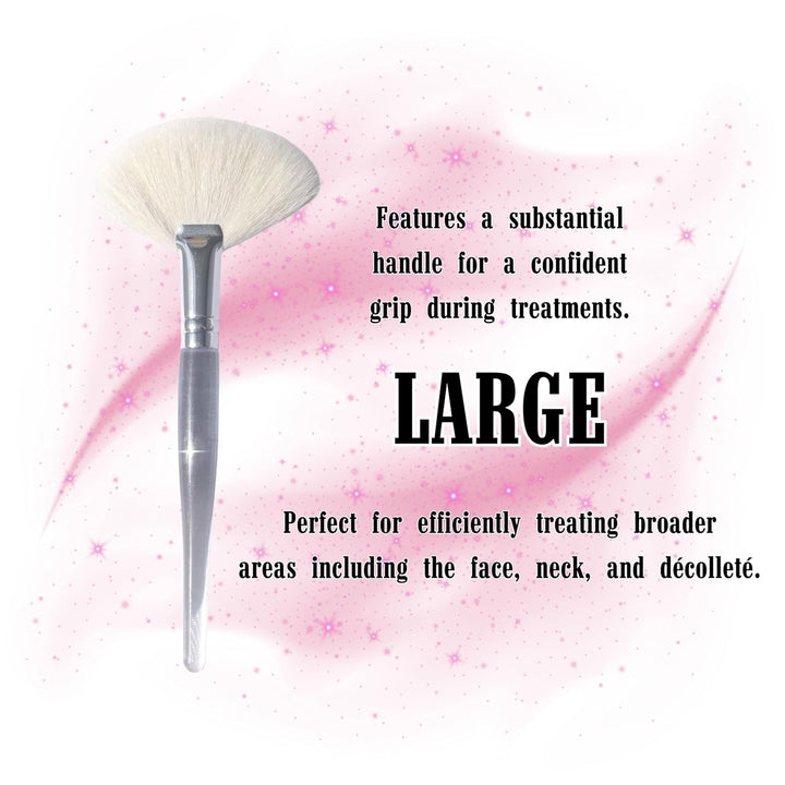 Natural Fluffy White Goat Hair Soft Fan Brush for Skincare and Esthetician (Large)