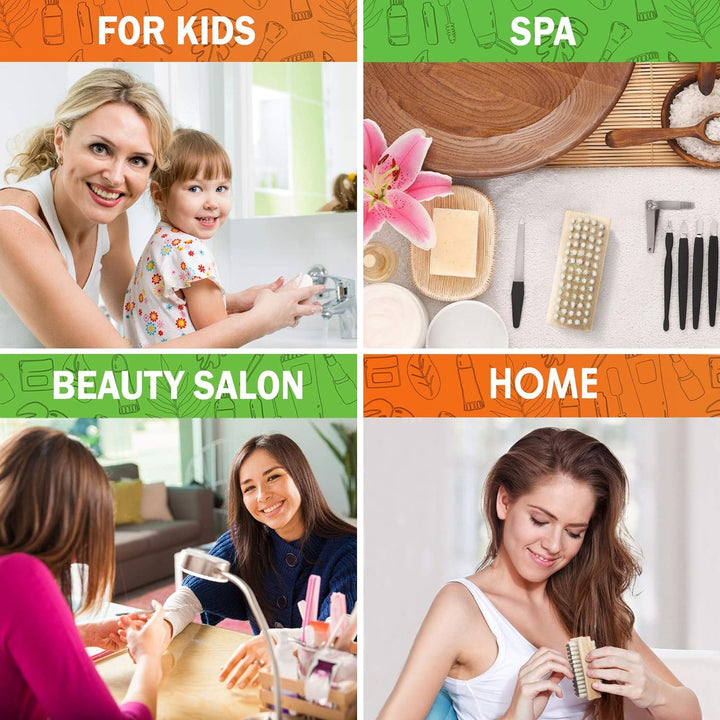 Non-Slip Wooden Two-Sided Hand and Nail Brush. Fingernail Brush for Nail Cleaning and Scrubbing. Heavy Duty Stiff Nail Brush for Travel. Mechanic Hand Scrub Brush with Molded Grip.