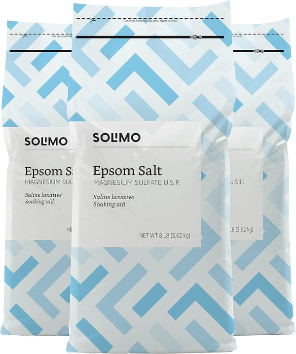 Epsom Salt Soak, Magnesium Sulfate USP, Unscented, 8 Pound (Pack of 3)