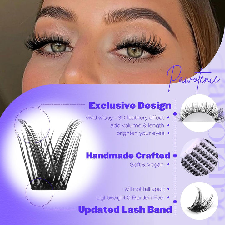 Lash Clusters Wispy Cluster Eyelash Extensions 10-18Mm Individual Lashes DIY Cluster Lashes Extension Soft Comfortable Eyelash Clusters with Thin Band