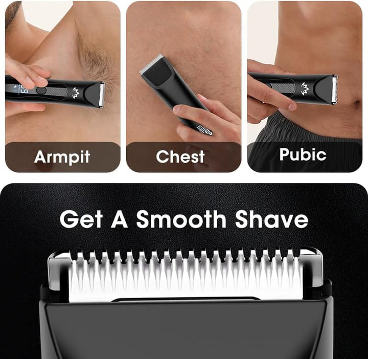 Manscape Body & Pubic Hair Trimmer for Men, Groin & Ball Trimmer Men, Bikini Trimmer Women, Body Groomer Ball Shaver for Smooth Wet/Dry Shaving, Led Light