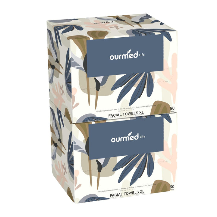 Face Towels, Disposable Biodegradable Facial Towels for Sensitive Skin, Lint- Free Face Wipes for Washing Face, Skincare and Makeup Remover, Dry Wipes, 10"×12" Extra Large, 50 Count