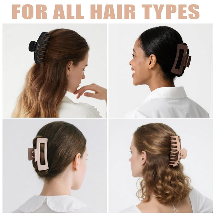 8 Pack Big Hair Claw Clips for Women Large Claw Clip for Thin Thick Curly Hair 90'S Strong Hold 4.33 Inch Nonslip Matte Jumbo Hair Clips (8 Pcs)