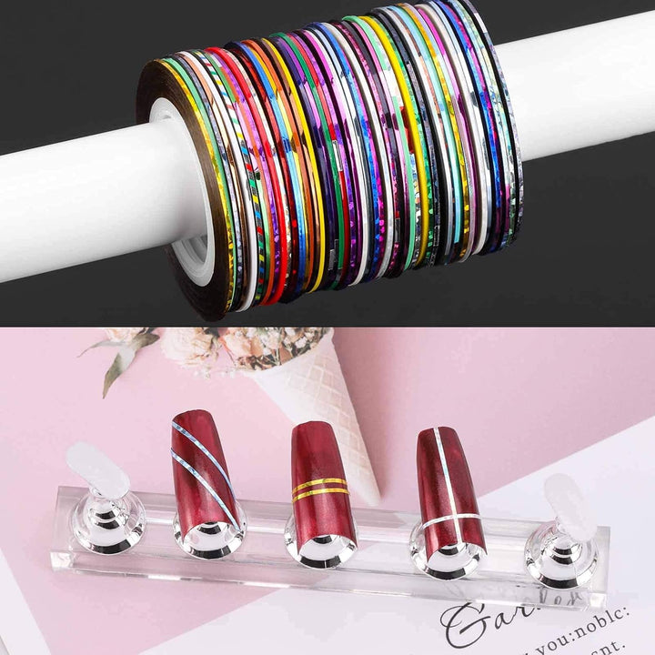 120 Pcs Nail Striping Tapes Nail Art Decoration Tape Lines for DIY Nail Tip with 4 Pcs Nail Tape Dispenser Cases