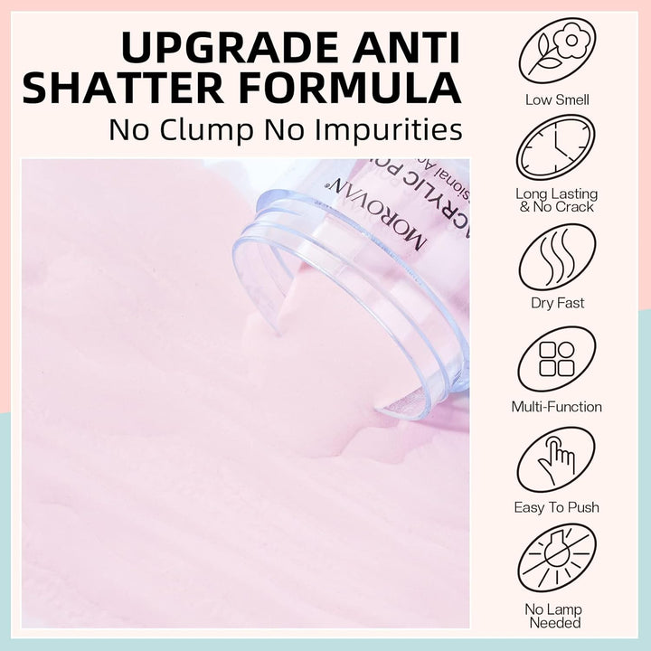 Acrylic Nail Powder Set: 4 Colors Clear Nude Pink White Acrylic Powder for Nail Extension Carving