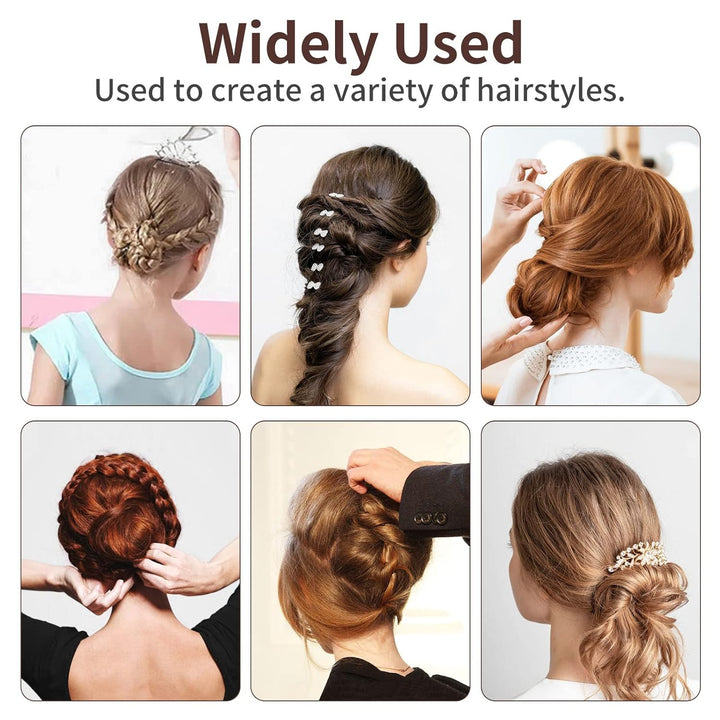 U Shaped Hair Pins, 200 Count Buns Waved Hair Pins for Updos with Box for Women Lady Girls Bobby Pins French Historical Hair Styling Pins Hair Accessories (Brown, 2.4 Inch)