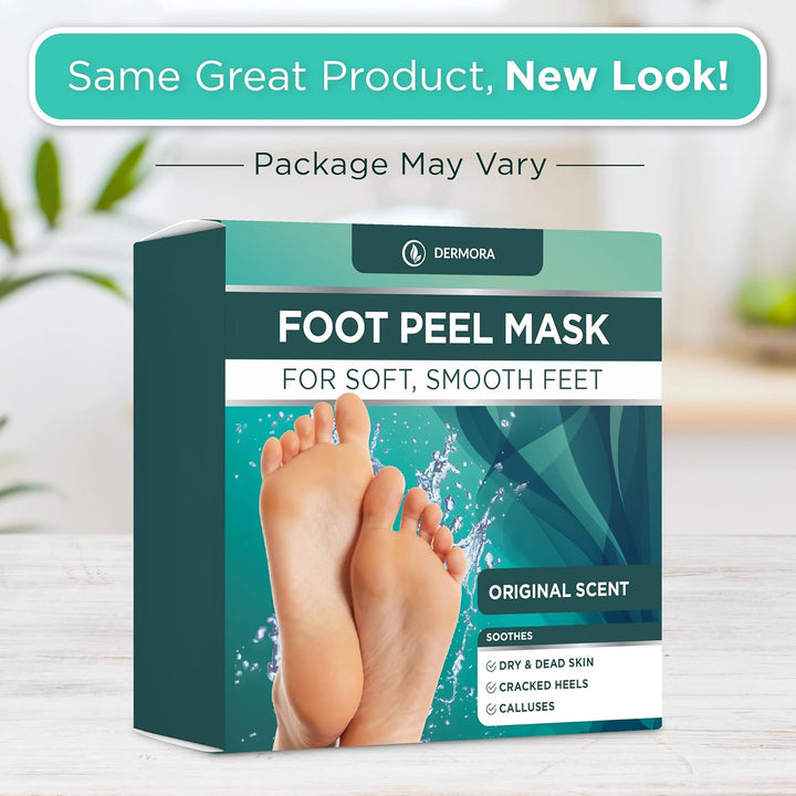 Foot Peel Mask - 2 Pack of Regular Size Skin Exfoliating Foot Masks for Dry, Cracked Feet, Callus, Dead Skin Remover for Baby Soft Feet, Original Scent