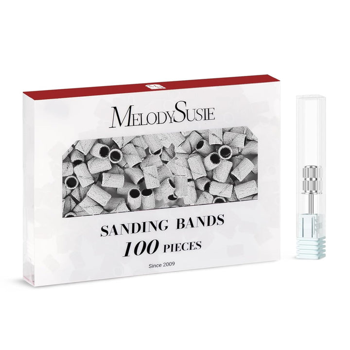 100 Pcs Nail Drill Bits Sanding Bands for Nail Drill 180 Fine Grit Nail File Sanding Bands for Acrylic Nails Gel Manicures and Pedicure