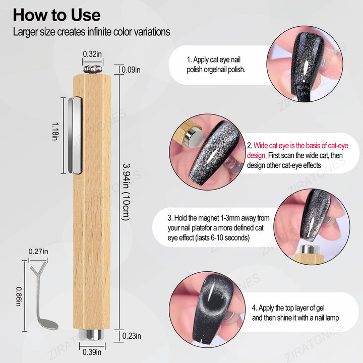 3 in 1 Nail Magnet with Heart Shaped Cat-Eye Tool, Multifunctional Cat Eye Gel Nail Polish Magnet Pen, 3D Magnetic Nail Polish Stick for Home DIY, Salon, Studio, Nail Art Design Tools