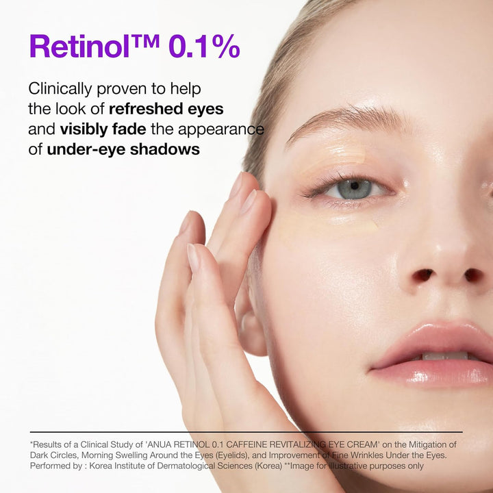 Retinol 0.1 Caffeine Revitalizing Eye Cream, under Eye Cream for Hydration, Glow up Eye Contour, Niacinamide, Retinol for Face, Night Cream for Eye Care, Korean Skin Care (30G/1.05Oz)