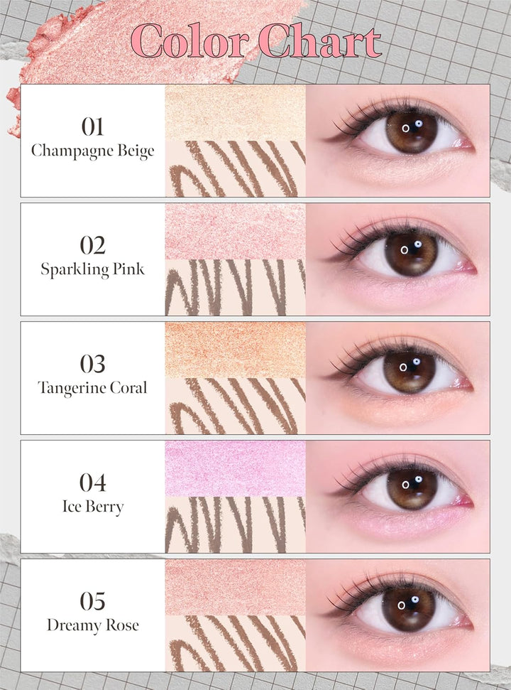 Idol AEGYO-SAL Maker 01 Champagne Beige, 2-In-1 Under-Eye Highlighter and Contour Liner for Bright, Voluminous Eyes, Long-Lasting, Smudge-Proof Shimmer Stick with Natural Glow, Korean Beauty