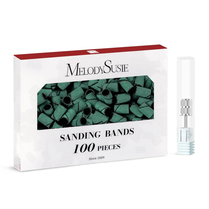 100 Pcs Nail Drill Bits Sanding Bands for Nail Drill 180 Fine Grit Nail File Sanding Bands for Acrylic Nails Gel Manicures and Pedicure