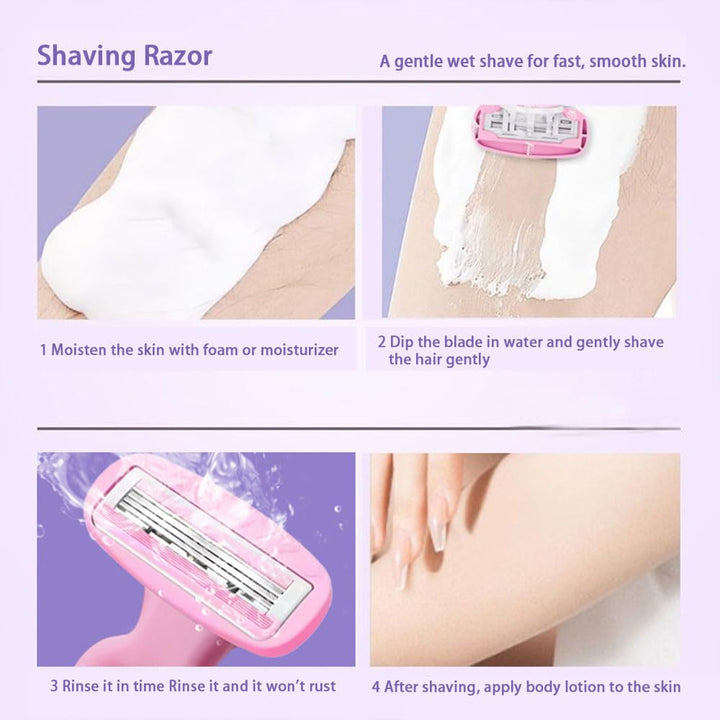 New Women'S Anti-Scratch Razor, Safety Razor, Designed for a Close, Smooth Shave and Shave Standard 1 Blade (Green + 3 Tips)