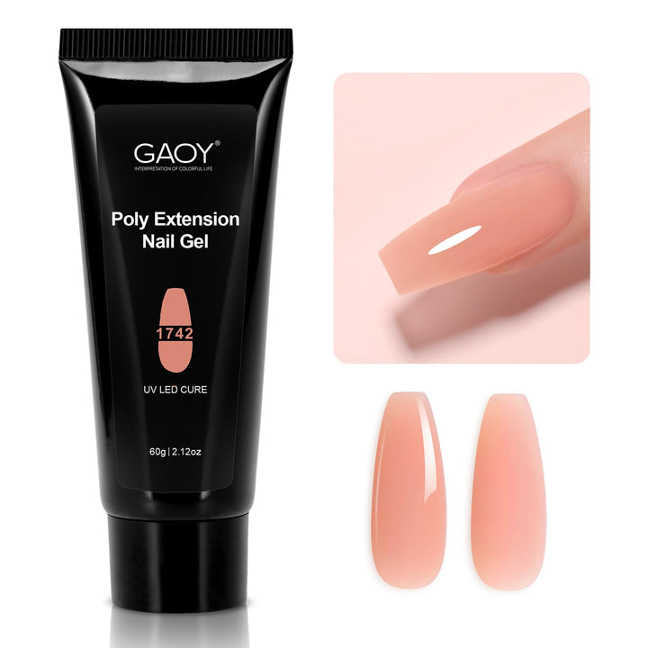 Poly Gel, 60G Nail Extension Gel, Pink Nude Builder Enhancement for Beginner & Professional Nail Art Salon DIY at Home