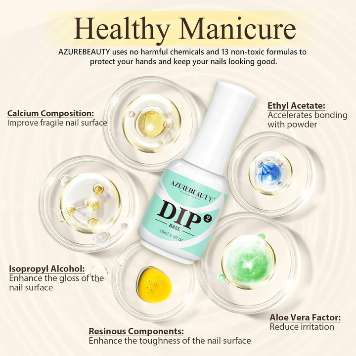 4+4Pc Dip Powder Liquid Set, 15Ml/0.5Oz, with Base/Top Coat, Activator, Brush Saver, Nail File– Fast Drying Formula, No UV Light Needed ﻿