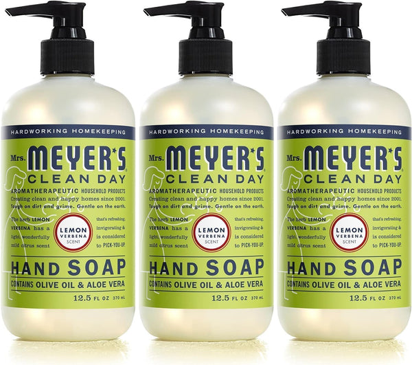 CLEAN DAY Liquid Hand Soap, Cruelty-Free, and Biodegradable Hand Wash Made with Essential Oils, Lemon Verbena Scent, 12.5 Oz (Pack of 3)