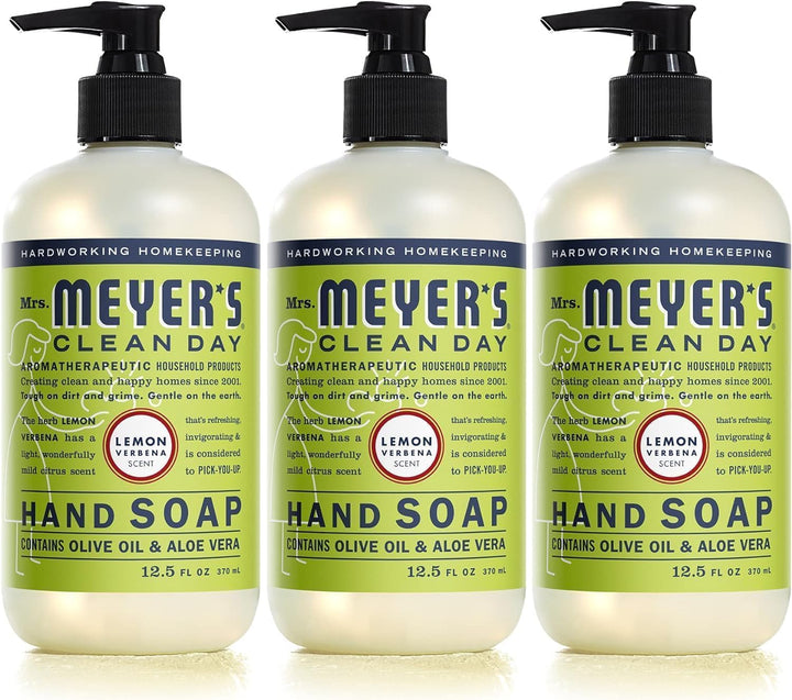 CLEAN DAY Liquid Hand Soap, Cruelty-Free, and Biodegradable Hand Wash Made with Essential Oils, Lemon Verbena Scent, 12.5 Oz (Pack of 3)