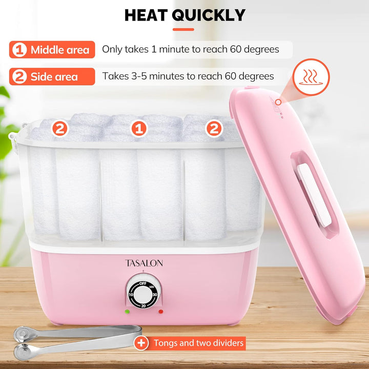 Hot Towel Steamer for Facials, Hot Towel Warmer Quickly Heats up in 5 Minutes, Portable Towel Machine Fits 16 Mini Towels, Salon Equipment Towel Warmer for Facials, Spa, Massage, Pink