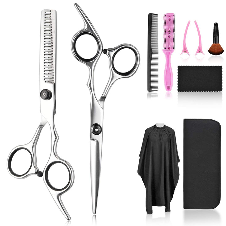 Hair Cutting Scissors Thinning Shears-  Professional Barber Sharp Hair Scissors Hairdressing Shears Kit with Haircut Accessories in Leather Case for Cutting Styling Hair for Women Men Pet- 7 Pcs