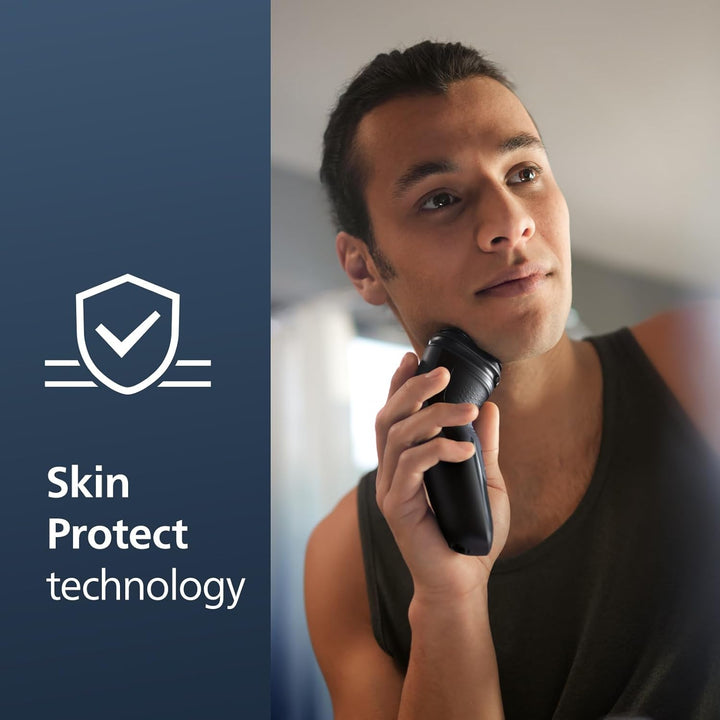 Shaver 2400 Series, Wet and Dry Electric Shaver, Pop-Up Trimmer, P-Cap, Deep Black, Model X3001/90