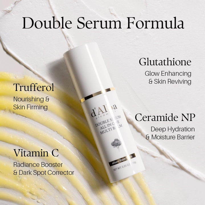 Italian White Truffle Double Serum All-In-One Multi Balm, Vegan Skincare with Vitamin C and Vegan Collagen, 3-In-1 anti Wrinkle, Eye Treatment, Dark Spot Remover