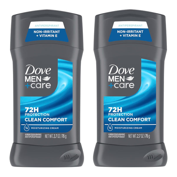 Antiperspirant Deodorant Stick Clean Comfort Twin Pack 72-Hour Sweat & Odor Protection Antiperspirant for Men with 1/4 Moisturizing Cream 2.7 Oz