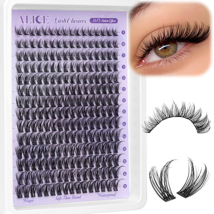 Lash Clusters Wispy Eyelash Clusters 10-18Mm 168Pcs Cluster Eyelash Extensions Natural Volume Lash Extensions DIY Individual Lashes Clusters with Soft Thin Band
