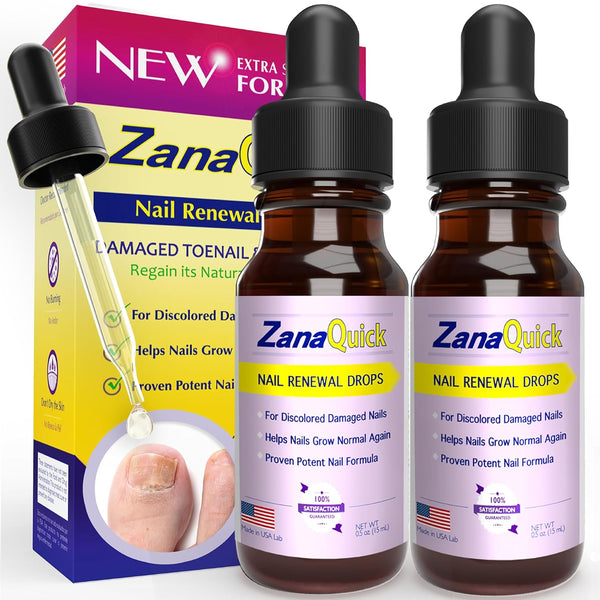 Extra Strength Toenail & Fingernail Repair Drops - Nail Care Renewal for Thick, Damaged & Discolored Nails - 2 Pack
