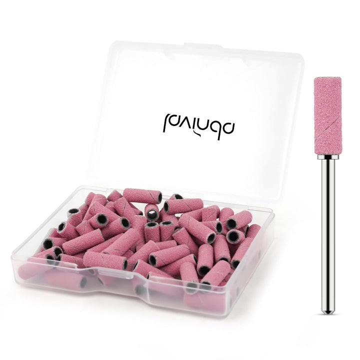 Small Sanding Bands Nail Drill Bit, 80 Piece Extra Fine Sanding Bands for Nail Drill with 3.1Mm Mandrel Bit for Acrylic Nails Gel Removing Shaping Polishing Nail Salon Use (240 Grit, Pink)