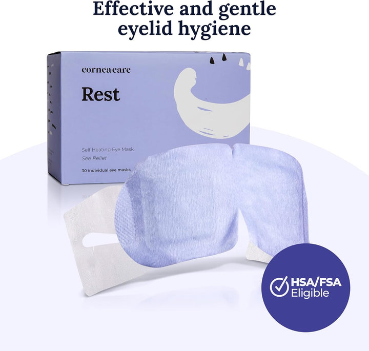 Rest: Self Heating Warm Compress for Dry Eyes | Heated Eye Mask for Fast Relief | No Microwave or Washcloth Needed | Travel Ready | 30 Count