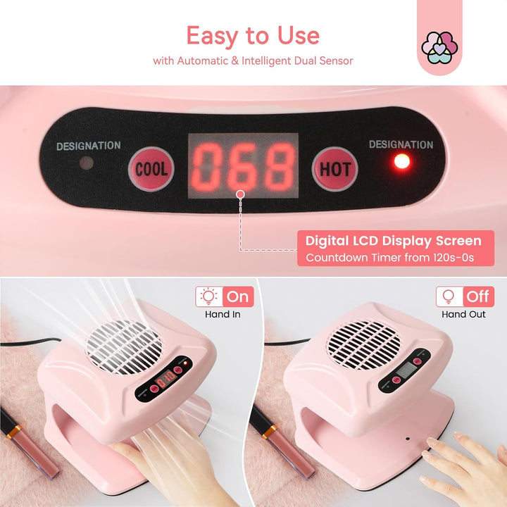Professional Nail Dryer: 300W Quick Drying Nail Dryer for Regular Polish Acrylic Dip Powder Nail Dehydrator Primer Nail Polish Dryer Fan with Hot & Cold Air Must Have Nail Tech Supplies